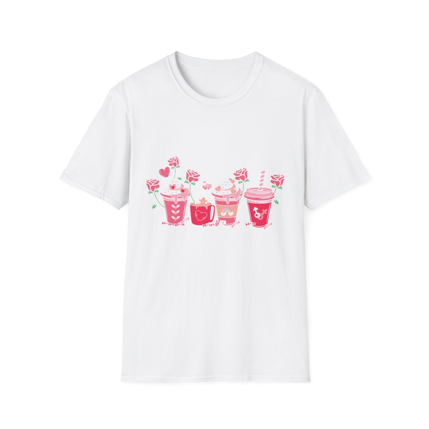 Charming Valentine's Sweet Treats T-Shirt | Adorable Love Drinks & Hearts Tee | Perfect Romantic Gift for Couples & Her