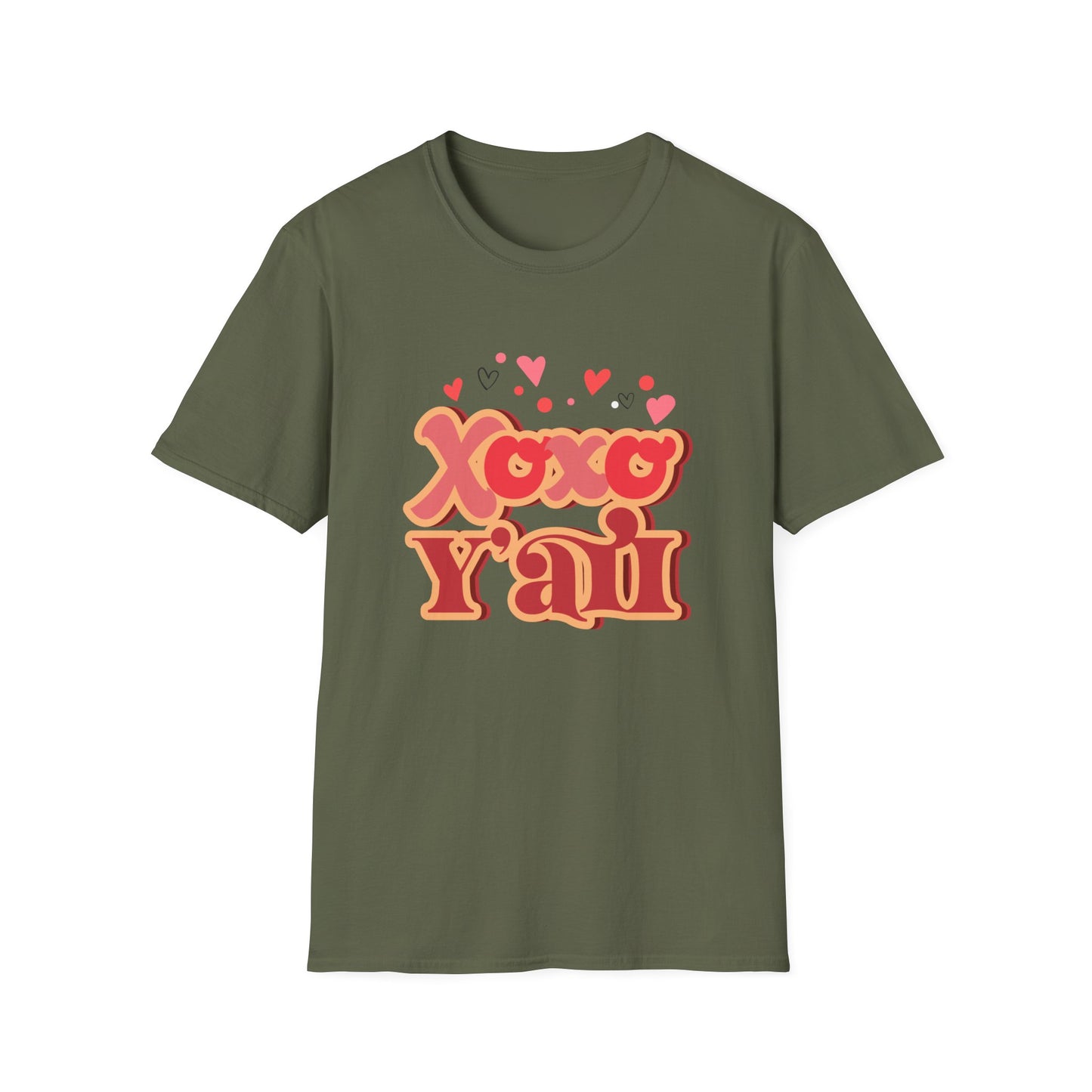 Retro Xoxo Y'all T-Shirt | Groovy Hearts Southern Charm Love Tee | Sweet Valentine's Day & Galentine's Gift | Trendy Hugs & Kisses Shirt