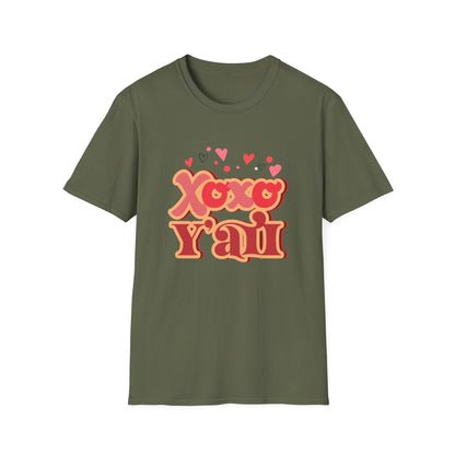 Retro Xoxo Y'all T-Shirt | Groovy Hearts Southern Charm Love Tee | Sweet Valentine's Day & Galentine's Gift | Trendy Hugs & Kisses Shirt