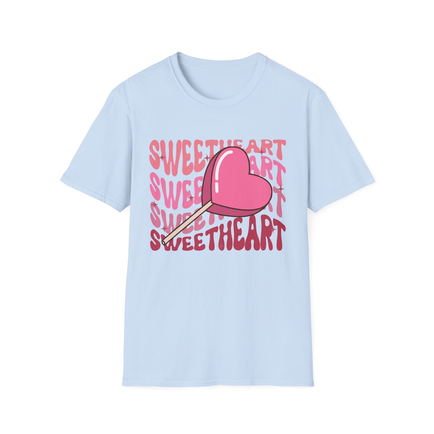 Charming Sweetheart Heart Lollipop T-Shirt - Groovy Retro Valentine's Day Gift for Her!