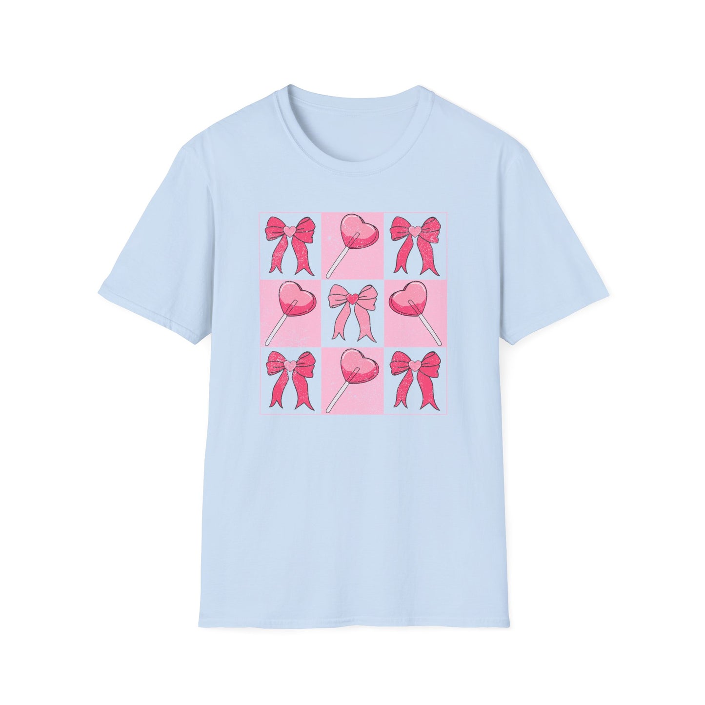 Distressed Pink Bows & Heart Lollipops T-Shirt | Sweet Grunge Love Core Aesthetic Tee for Women & Teens
