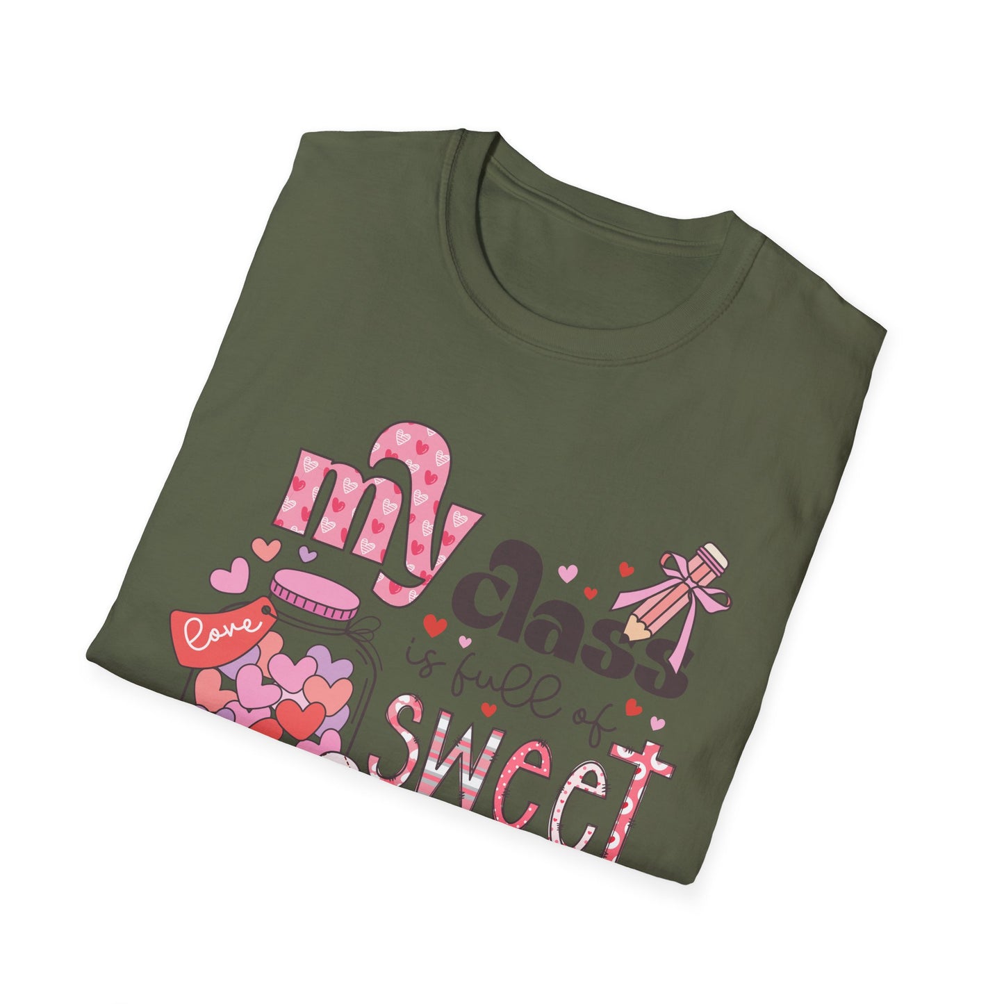 Adorable Teacher Valentine's Day T-Shirt - My Class Is Full of Sweethearts - Cute Love Heart Educator Gift Tee