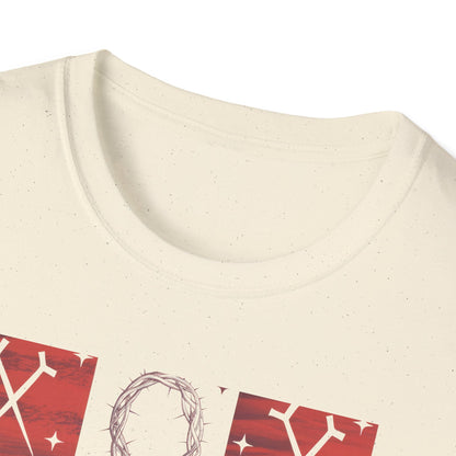Meaningful Christian 'Original Love Letters' T-Shirt | Unique Cross & Crown of Thorns Design - Faith Tic-Tac-Toe Apparel