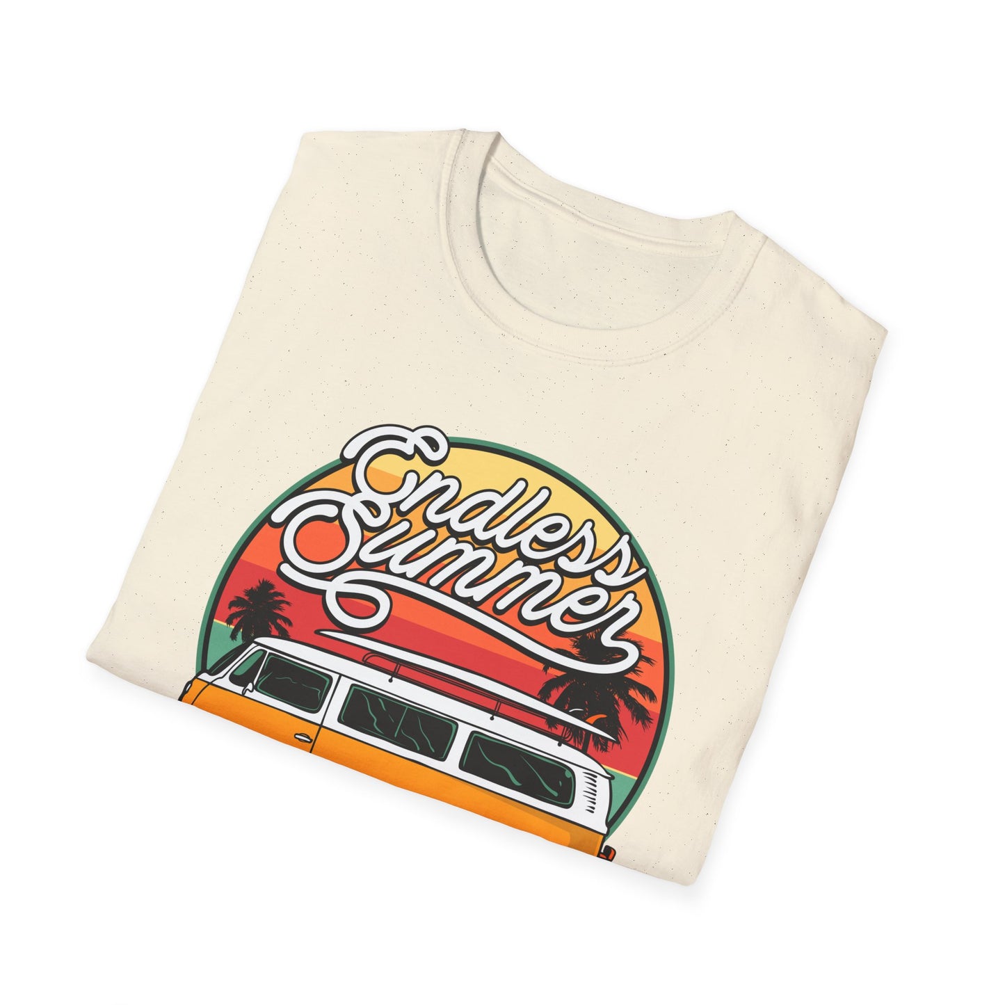 Iconic Endless Summer VW Bus T-Shirt | Vintage Surf Van & Sunset Palm Trees Tee | Perfect Beach Trip Gift