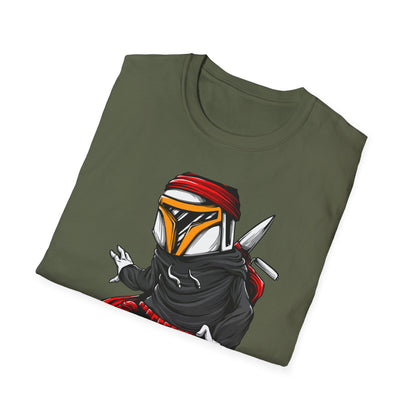 Epic Urban Mandalorian Graffiti Artist T-Shirt | Unique Sci-Fi Street Art Tee | Cool Bounty Hunter Fan Gift