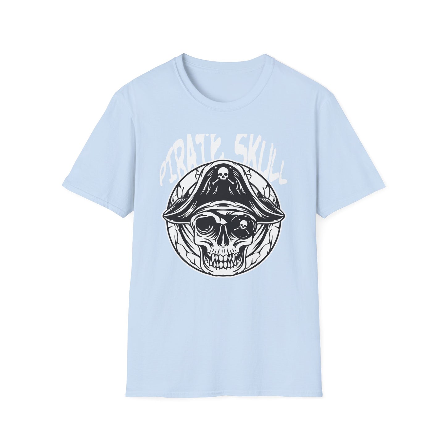Epic Pirate Skull T-Shirt - Bold Eye Patch & Captain's Hat Design - Unique Skeleton Tee for Adventurers & Halloween
