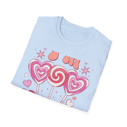 Groovy "I'm a Sucker For You" T-Shirt | Sweet Valentine's Day Love Tee | Retro Candy Heart & Lollipop Design