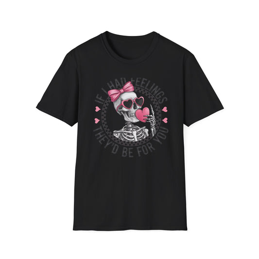 Sarcastic Skeleton Love T-Shirt | Edgy Pink Heart Sunglasses & Bow Graphic Tee | Funny Valentine's Day Gift for Her