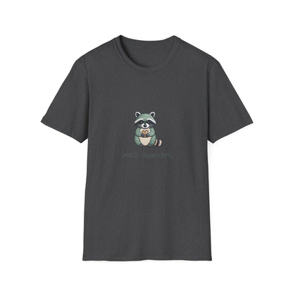 Irresistible Snack Dependent Raccoon T-Shirt - Hilarious Foodie Animal Tee for Ultimate Comfort & Style
