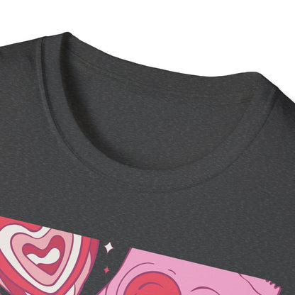 Hey Sugar Retro T-Shirt | Sweet Heart Lollipop & Candy Tee | Valentine's Day Love Gift | Cute Groovy Pink Design for Her