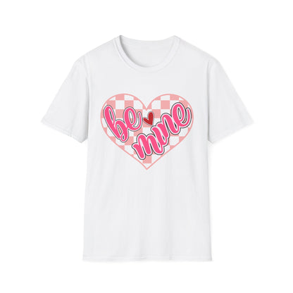 Trendy 'Be Mine' Valentine's T-Shirt | Cute Pink Checkerboard Heart Tee | Retro Y2K Love Gift for Her