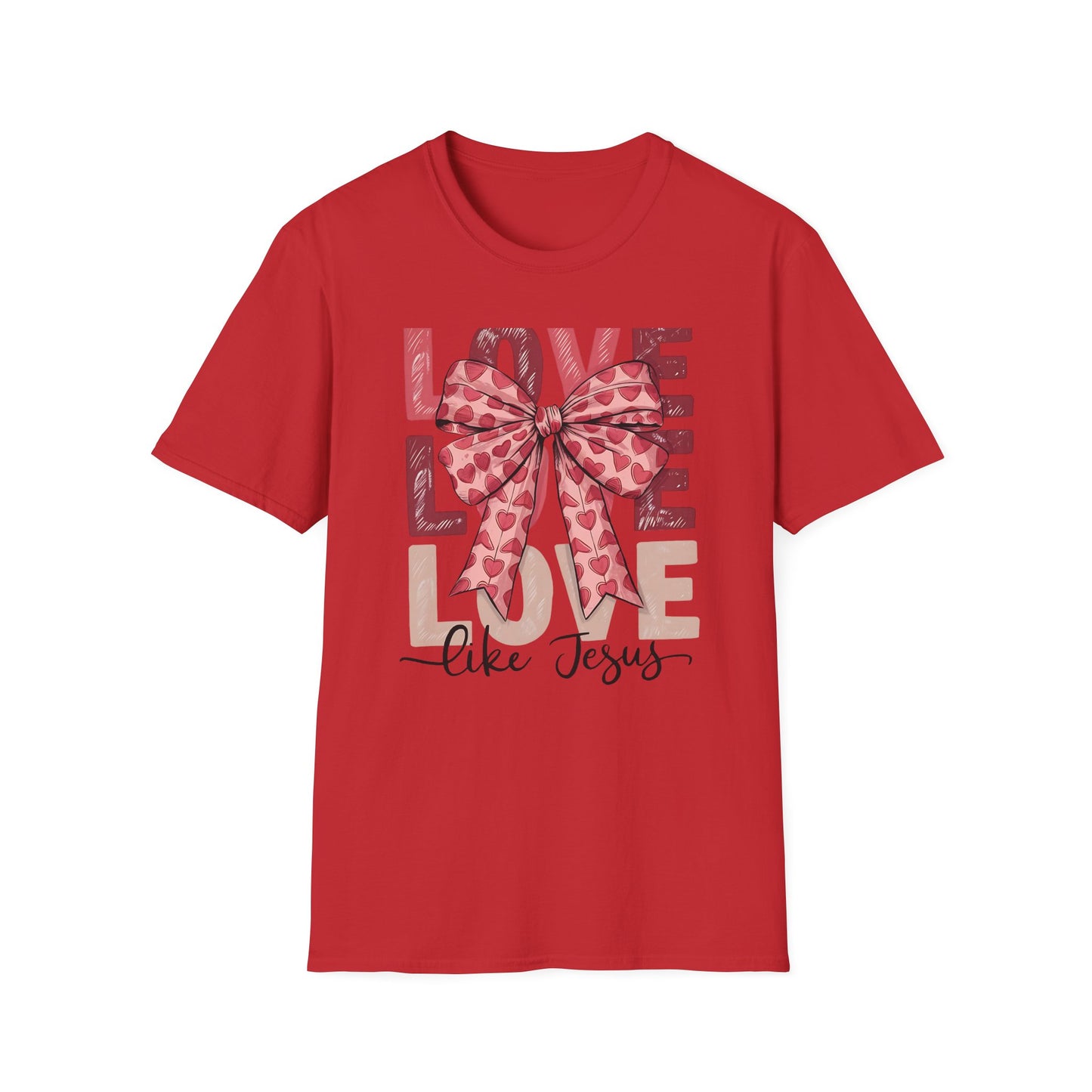 Charming Pink Heart Bow 'LOVE' T-Shirt - Sweet Valentine's Day & Romantic Women's Graphic Tee
