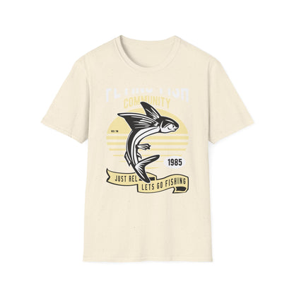 Classic Fishing Contest Community T-Shirt | Just Relax Let's Go Fishing Tee | Retro Jumping Fish Angler Apparel Gift