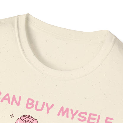 Empowering "I Can Buy Myself Flowers" T-Shirt - Chic Pink Rose Floral Self-Love Tee for Women