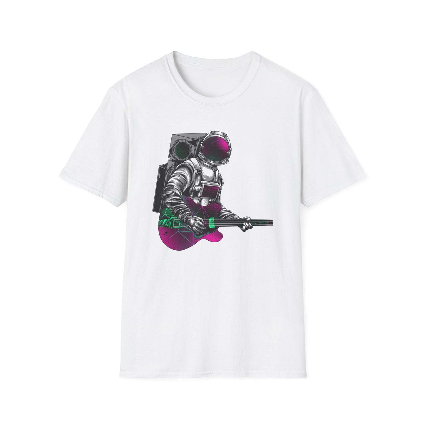 Cosmic Guitarist Astronaut T-Shirt | Electrifying Space Rocker Tee | Vibrant Sci-Fi Music Fan Gift