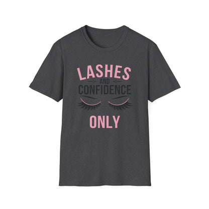 Empowering Lashes & Confidence Only T-Shirt | Chic Beauty Lover Tee Gift for Lash Techs & Women