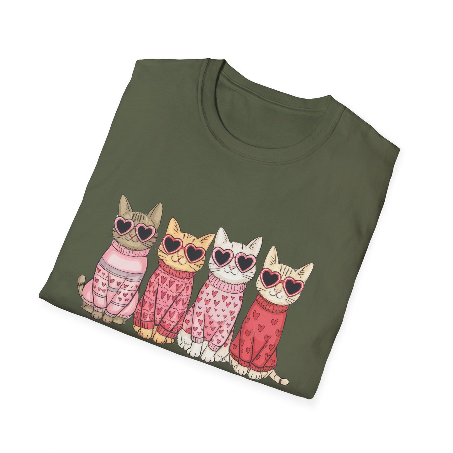 Purrfect Happy Meowwventine's T-Shirt | Adorable Cats with Heart Sunglasses | Unique Valentine's Day Gift for Cat Lovers