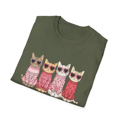 Purrfect Happy Meowwventine's T-Shirt | Adorable Cats with Heart Sunglasses | Unique Valentine's Day Gift for Cat Lovers