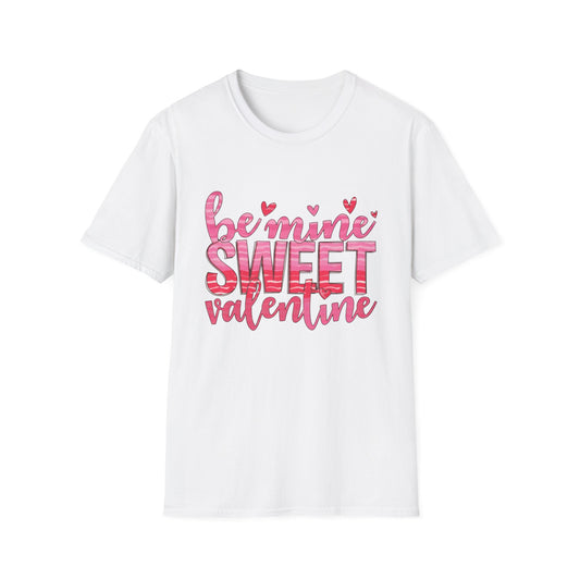 Charming "Be Mine Sweet Valentine" T-Shirt | Adorable Pink Hearts & Glitter Print | Perfect Romantic Gift Tee for Her