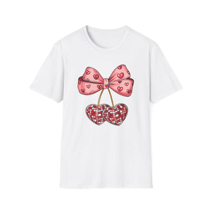 Sweet Mosaic Heart & Pink Bow T-Shirt | Adorable Valentine's Day Gift for Her | Unique Love Design