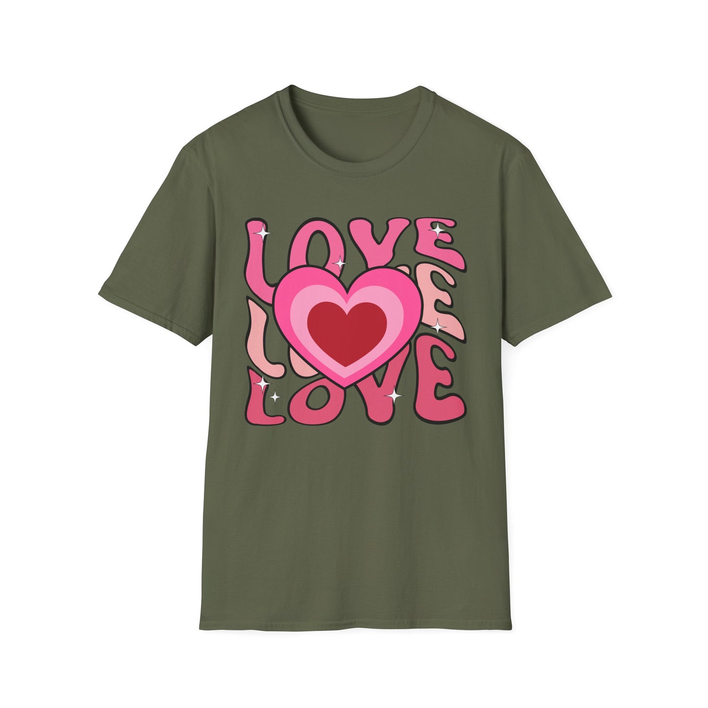 Groovy Pink Love Heart T-Shirt | Retro Y2K Sparkle Tee | Adorable Valentine's Day Gift for Her & Him