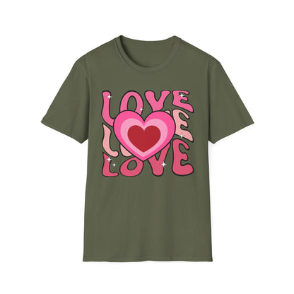 Groovy Pink Love Heart T-Shirt | Retro Y2K Sparkle Tee | Adorable Valentine's Day Gift for Her & Him
