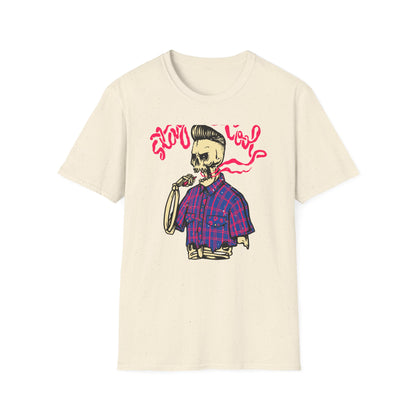 Stay Cool Skeleton Vaper T-Shirt | Edgy Greaser Pompadour Tee for Rockabilly & Alternative Style Fans