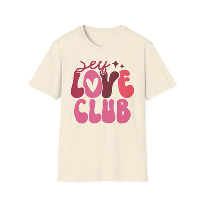 Vibrant Self Love Club T-Shirt | Groovy Retro Heart Design | Empowering Positive Vibes Tee for Women