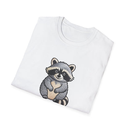 Hilarious "Will Work for Snacks" Raccoon T-Shirt - Adorable Embroidered Look Tee for Animal & Food Lovers! Must-Have Funny Gift