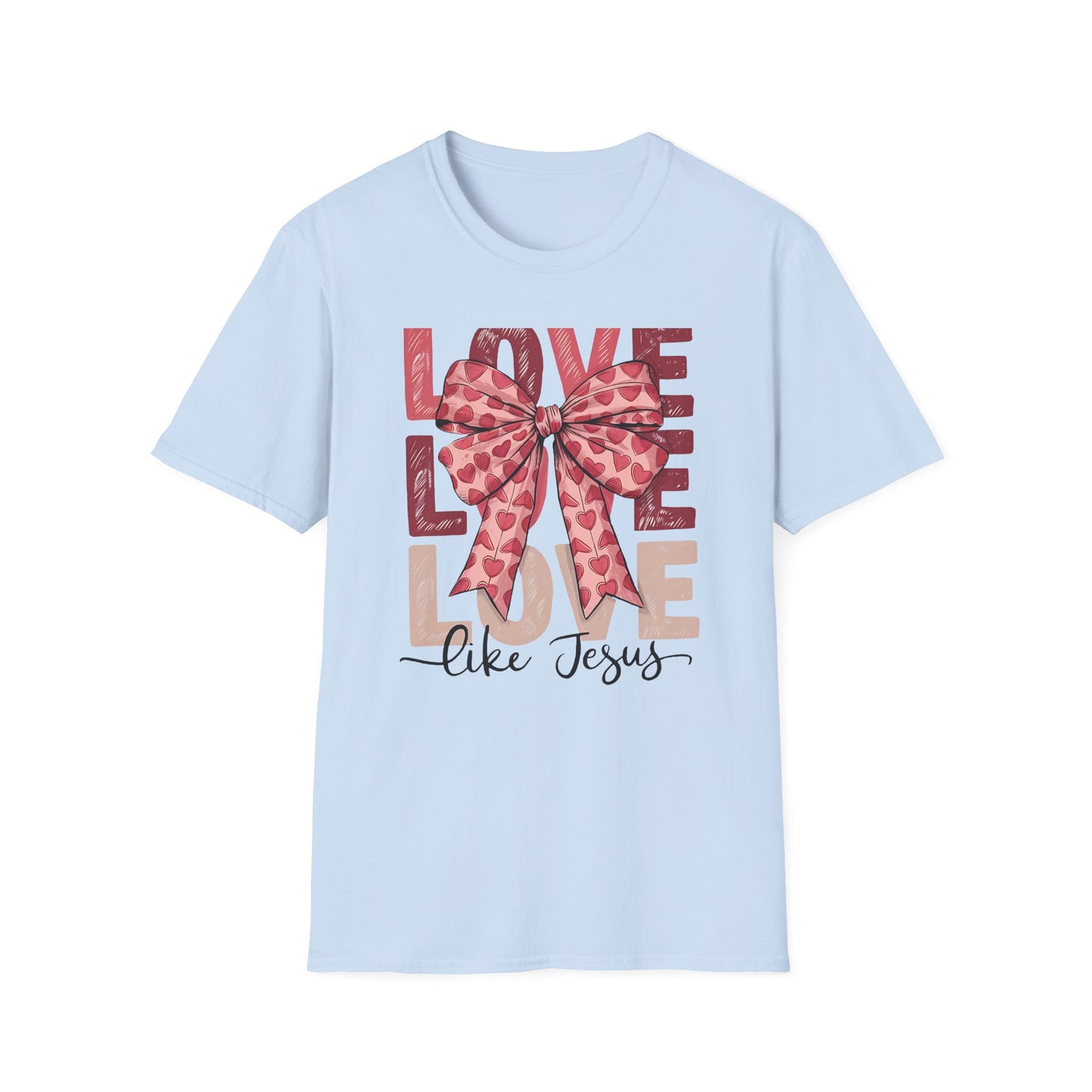 Charming Pink Heart Bow 'LOVE' T-Shirt - Sweet Valentine's Day & Romantic Women's Graphic Tee