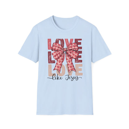 Charming Pink Heart Bow 'LOVE' T-Shirt - Sweet Valentine's Day & Romantic Women's Graphic Tee