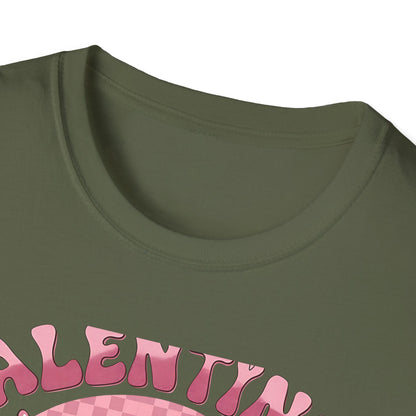Sparkly Heart Eyes Smiley Valentines Vibes T-Shirt | Trendy Groovy Pink Love Tee for Her
