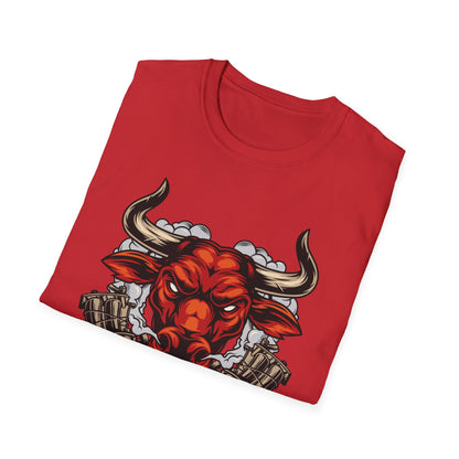 Fierce Red Bull Tattoo Machine T-Shirt | Bold Ink Art Graphic Tee | Edgy & Powerful Apparel Gift