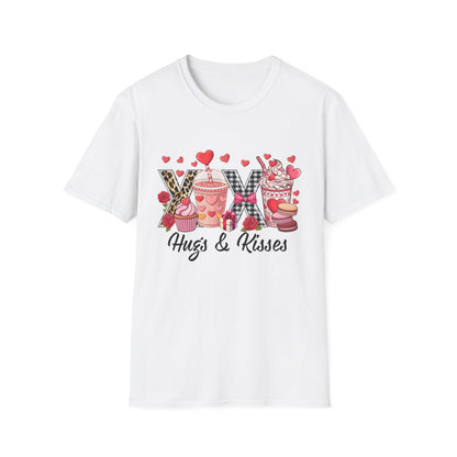 Chic Valentine's Day T-Shirt | Sweet Treats & Love Hearts Graphic Tee | Leopard Gingham Cupcake Macaron Frappuccino