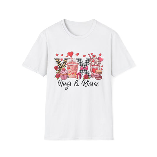 Chic Valentine's Day T-Shirt | Sweet Treats & Love Hearts Graphic Tee | Leopard Gingham Cupcake Macaron Frappuccino