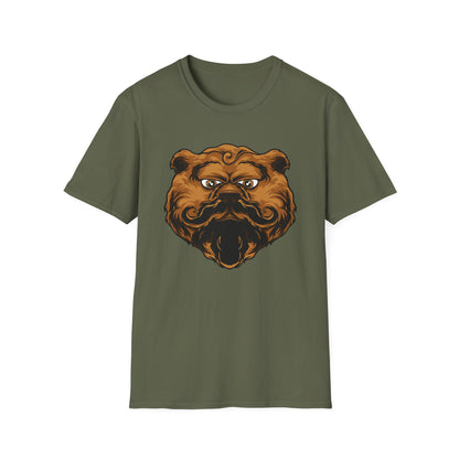 Dapper Grumpy Bear T-Shirt | Fierce Gentleman Animal Lover Tee | Unique Mustache Beard Design Gift