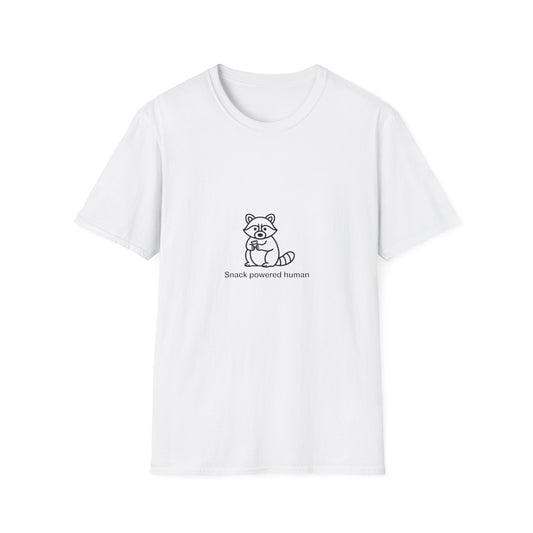 Adorable Raccoon 'Snack Powered Human' T-Shirt - Hilarious Foodie & Animal Lover Tee, Perfect Comfy Gift!