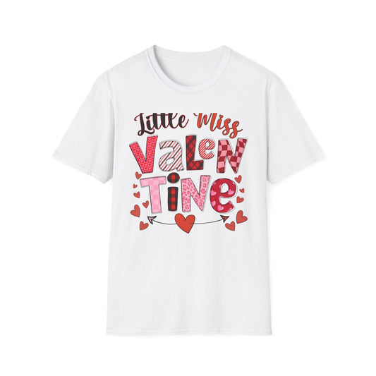 Charming Little Miss Valentine T-Shirt | Girls' Trendy Mixed Pattern Heart Day Tee