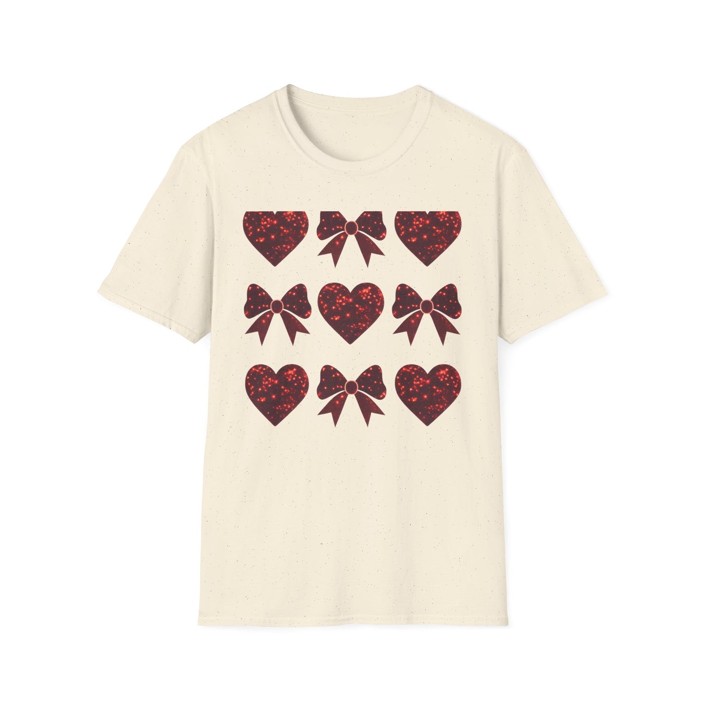 Dazzling Sparkle Hearts & Bows T-Shirt | Chic Glitter Love Tee for Women | Radiant Valentine's Day Gift