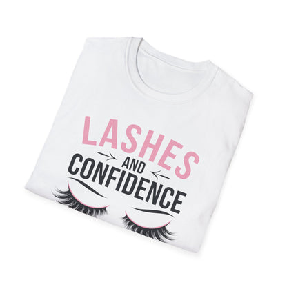 Empowering Lashes & Confidence Only T-Shirt | Chic Beauty Lover Tee Gift for Lash Techs & Women