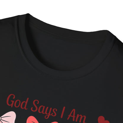Uplifting God Says I Am T-Shirt | Empowering Christian Faith Tee for Women | Divine Self-Worth Affirmation Gift
