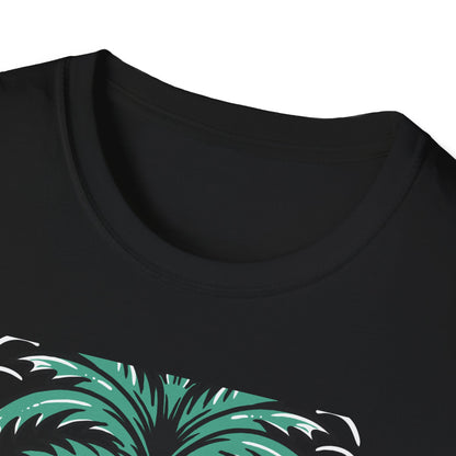 Vibrant Summer Guitar T-Shirt: Cool Palm Tree & Acoustic Beach Tee | Essential Music Lover Vacation Shirt