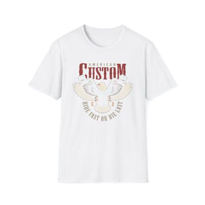 Legendary American Custom Eagle Motorcycle T-Shirt - Bold Biker Ride Fast or Die Last Tee, Vintage Chopper Enthusiast Gift