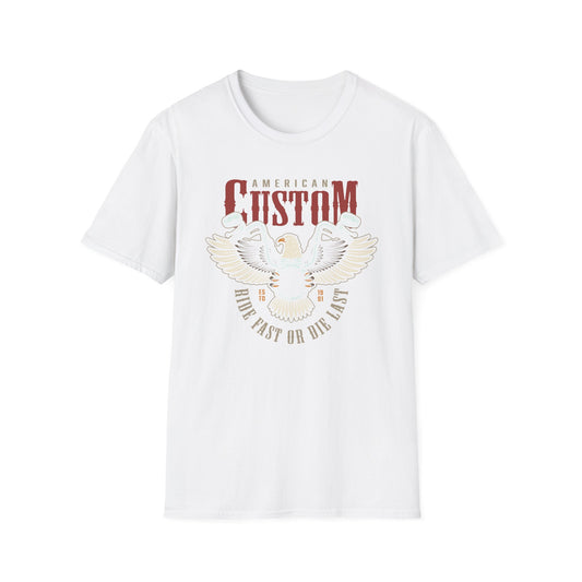 Legendary American Custom Eagle Motorcycle T-Shirt - Bold Biker Ride Fast or Die Last Tee, Vintage Chopper Enthusiast Gift