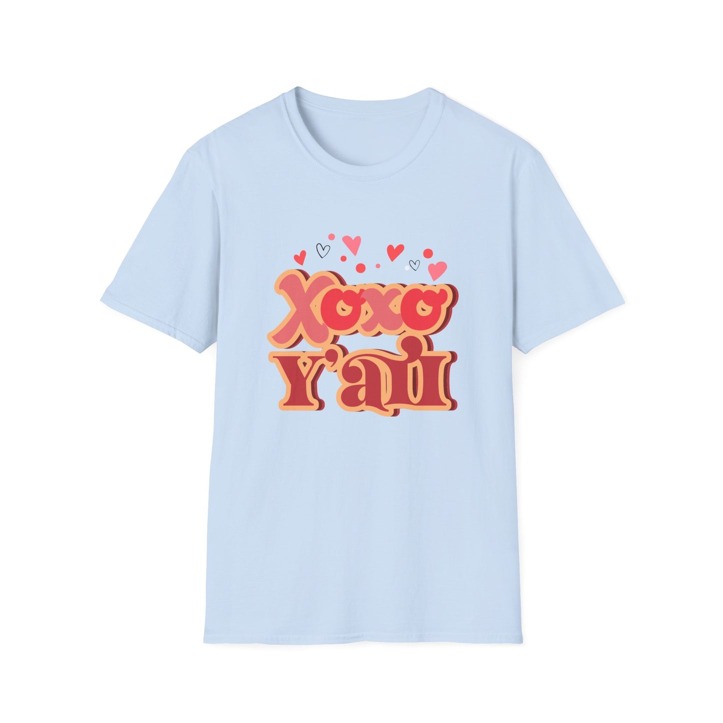 Retro Xoxo Y'all T-Shirt | Groovy Hearts Southern Charm Love Tee | Sweet Valentine's Day & Galentine's Gift | Trendy Hugs & Kisses Shirt