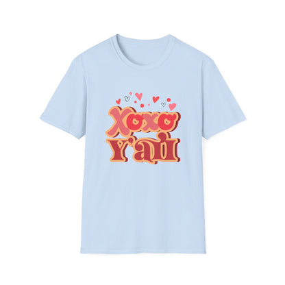 Retro Xoxo Y'all T-Shirt | Groovy Hearts Southern Charm Love Tee | Sweet Valentine's Day & Galentine's Gift | Trendy Hugs & Kisses Shirt