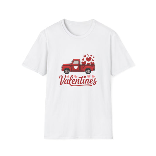 Charming Red Truck Valentine's Day T-Shirt - Sweet Hearts & Rustic Love | Perfect Gift Tee for Couples & Enthusiasts