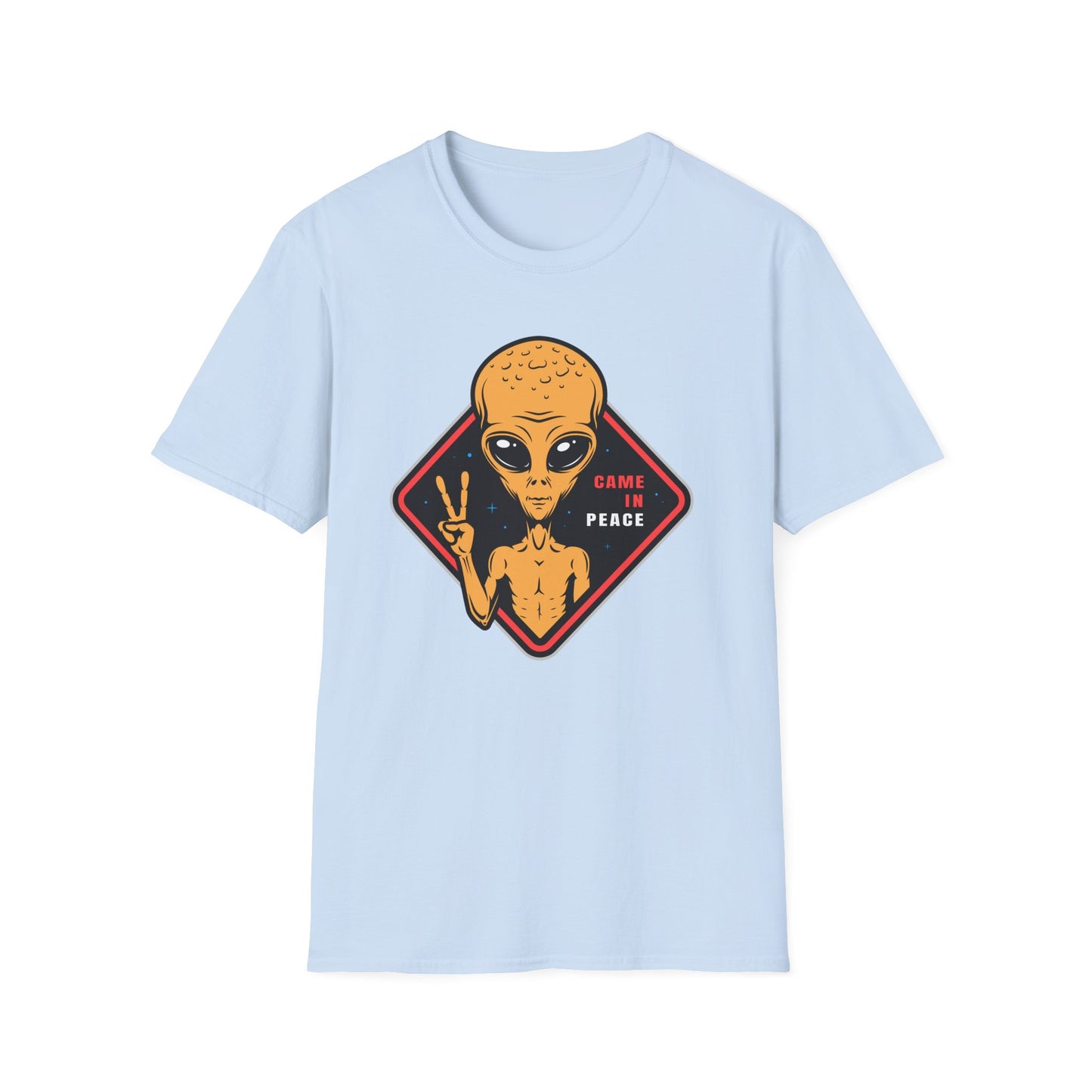 Epic Alien Came In Peace T-Shirt - Cool Sci-Fi UFO Tee with Peace Sign - Vintage Extraterrestrial Graphic Top for Fans!
