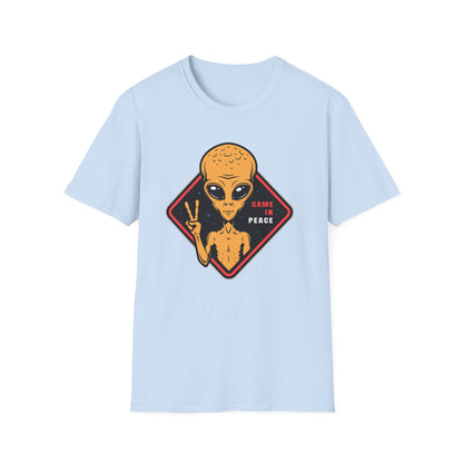 Epic Alien Came In Peace T-Shirt - Cool Sci-Fi UFO Tee with Peace Sign - Vintage Extraterrestrial Graphic Top for Fans!
