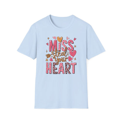 Miss Steal Your Heart T-Shirt | Adorable Valentine's Day Love Tee | Pink Leopard Print & Cupid's Arrow Shirt